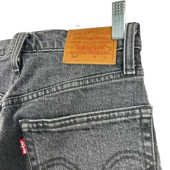 LEVI’S Washed Black 501’s Button Fly Straight Leg Jeans 36200-0014 Crop W24 L26 - Picture 9 of 15